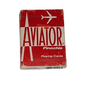 Vintage Aviator Airplane Pinochle Playing Cards Red Number 918 Open Box Complete